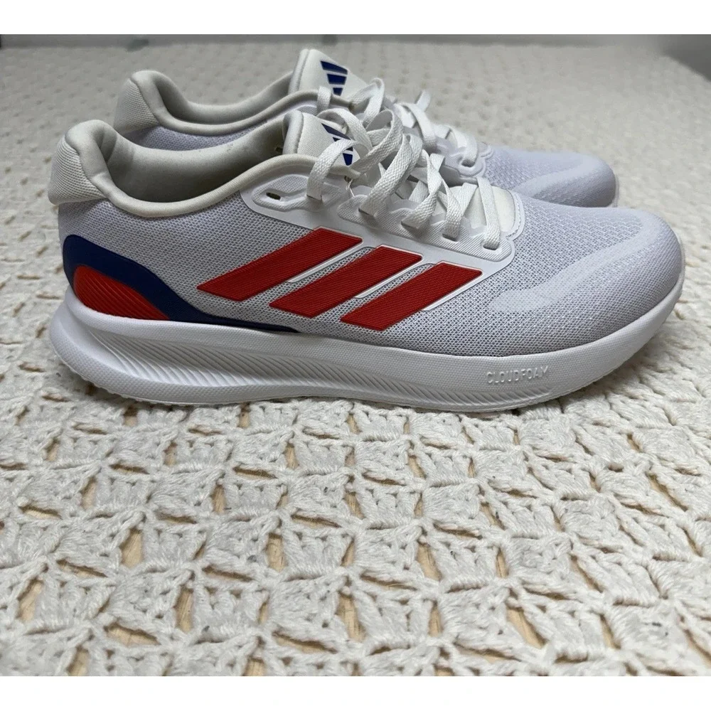 Adidas Runfalcon 5 Shoes Men Size 8.5 Running Sneakers White Red Blue IE8818